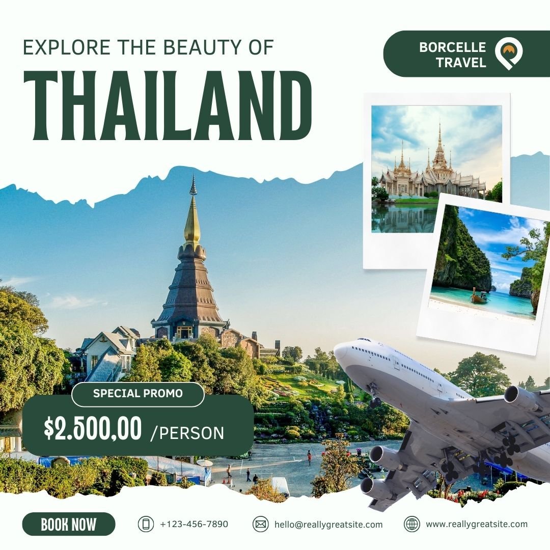 Green and White Modern Travel Promotion Instagram Post