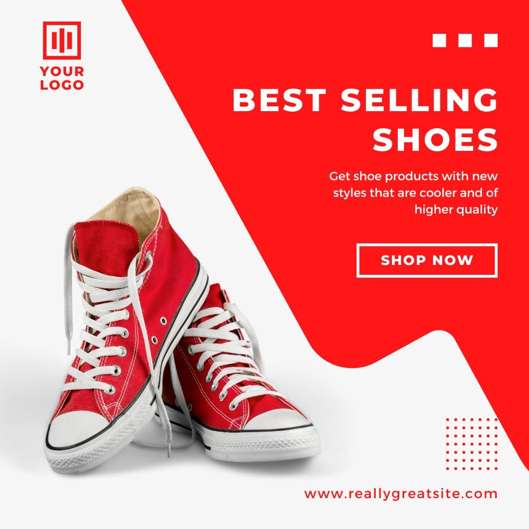 Red White Minimalist Shoes Sale Promotion Instagram Post